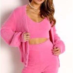 Fuzzy pink cardigan L*Space